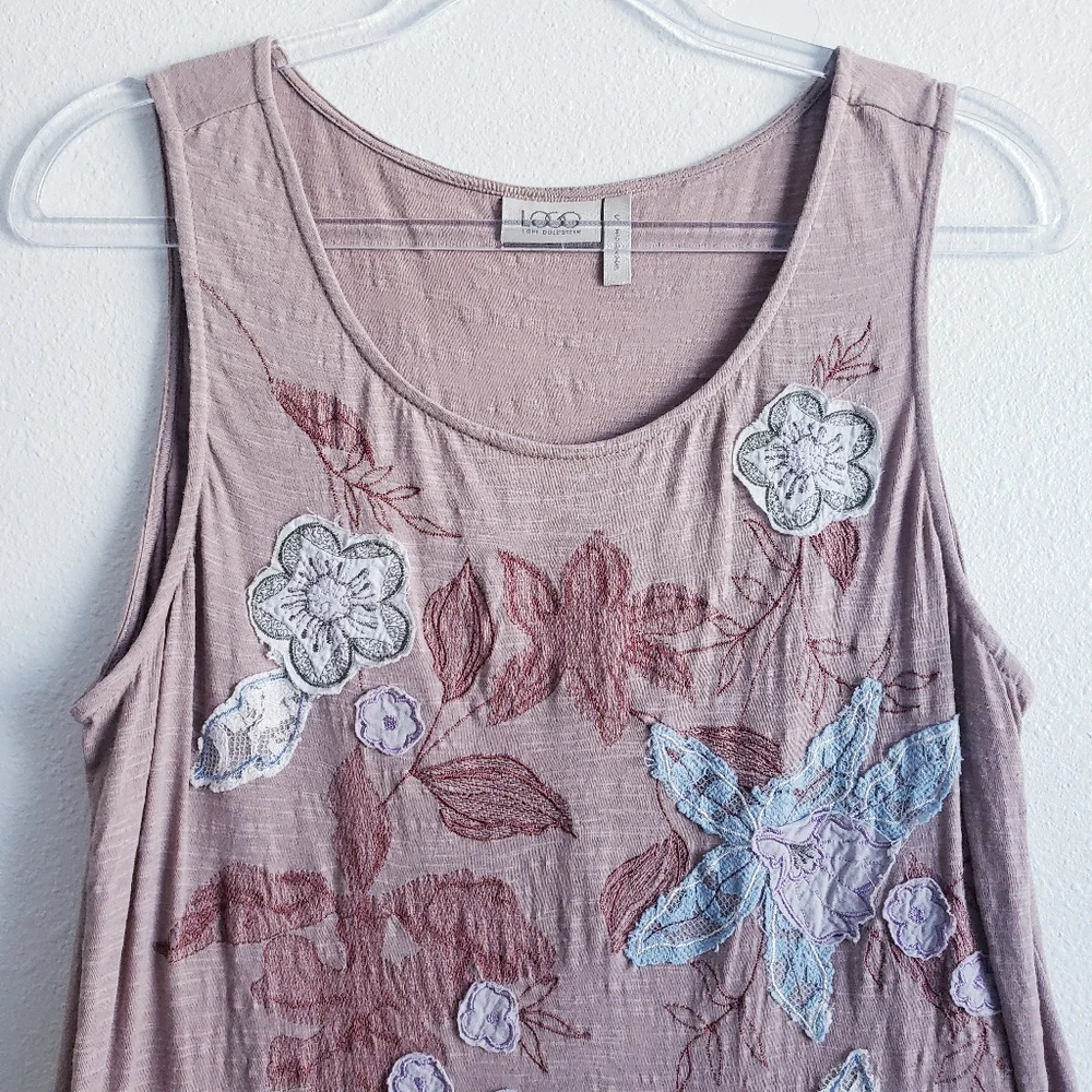 LOGO by Lori Goldstein Floral Lace Sleeveless Tank Top - Picture 2 of 7